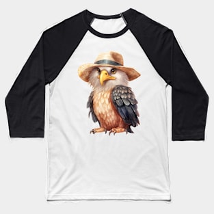 Bald Eagle in Straw Hat Baseball T-Shirt